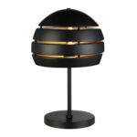 Tafellamp Djarin | Ø 28 cm | Zwart design met goudkleurige binnenkant | Opengewerkte kap