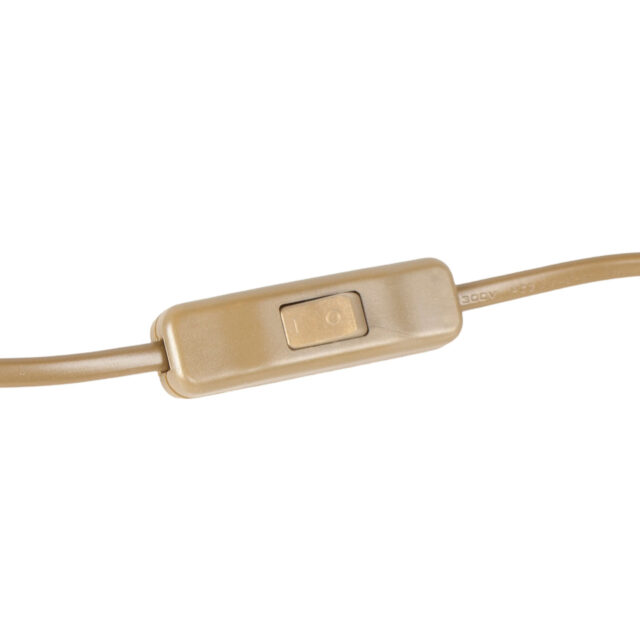 Bronzen tafellamp met ovale oker kleurige velours kap 35 cm - Afbeelding 14