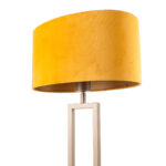 Bronzen tafellamp met ovale oker kleurige velours kap 35 cm - Afbeelding 6
