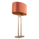 Bronzen tafellamp met ovale velours kap 40 cm | Rusty on gold - Afbeelding 11