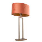 Bronzen tafellamp met ovale velours kap 40 cm | Rusty on gold - Afbeelding 8