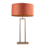 Bronzen tafellamp met ovale velours kap 40 cm | Rusty on gold - Afbeelding 7