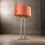 Bronzen tafellamp met ovale velours kap 40 cm | Rusty on gold - Afbeelding 2