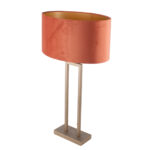 Bronzen tafellamp met ovale velours kap 40 cm | Rusty on gold - Afbeelding 14