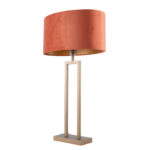 Bronzen tafellamp met ovale velours kap 40 cm | Rusty on gold - Afbeelding 13