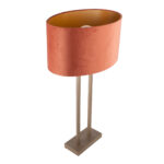 Bronzen tafellamp met ovale velours kap 40 cm | Rusty on gold - Afbeelding 12