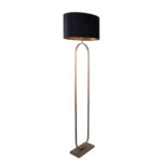 Chique bronzen staande lamp Verona met ovale velours kap – Black on gold 50 cm