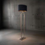 Chique bronzen staande lamp Verona met ovale velours kap – Black on gold 50 cm - Afbeelding 2