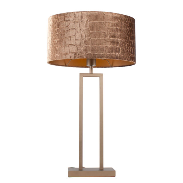 Grote tafellamp Monza brons met krokodillen print | ovale kap – Brons op goud 40 cm - Afbeelding 5