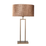 Grote tafellamp Monza brons met krokodillen print | ovale kap – Brons op goud 40 cm - Afbeelding 4