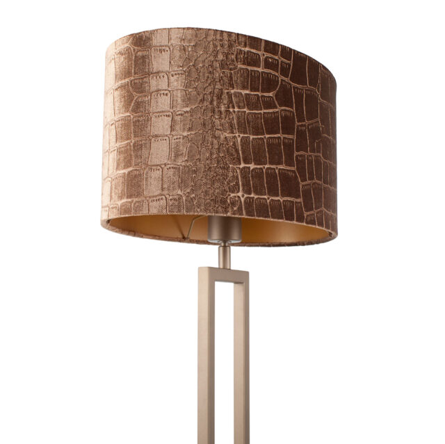 Grote tafellamp Monza brons met krokodillen print | ovale kap – Brons op goud 40 cm - Afbeelding 7