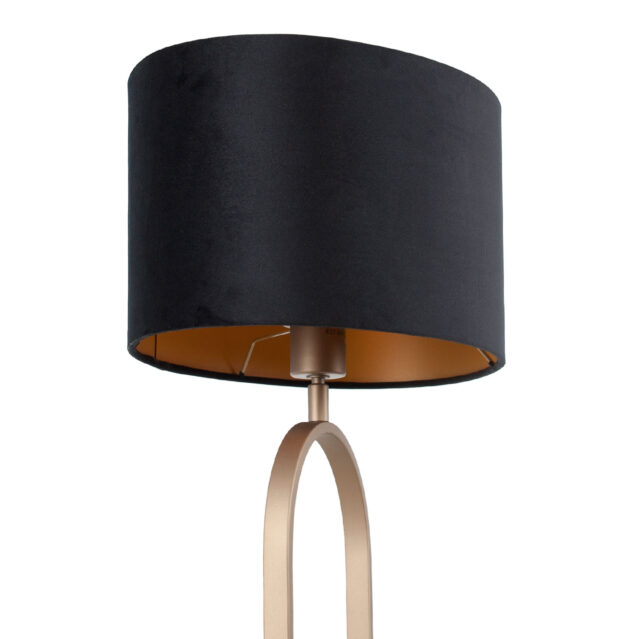 Landelijke bronzen tafellamp Verona met ovale velours kap – Black on gold 40 cm - Afbeelding 5