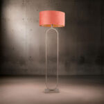 Landelijke bronzen vloerlamp met ovale velours kap – Rusty on gold 50 cm - Afbeelding 2