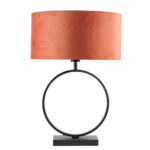 Moderne zwarte tafellamp Sienna met ovale velours kap – Rusty on gold 40 cm