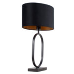 Moderne ovale tafellamp Verona met ovale velours kap – Black on gold 40 cm - Afbeelding 4