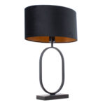 Moderne ovale tafellamp Verona met ovale velours kap – Black on gold 40 cm - Afbeelding 8