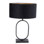 Moderne ovale tafellamp Verona met ovale velours kap – Black on gold 40 cm - Afbeelding 7