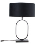 Moderne ovale tafellamp Verona met ovale velours kap – Black on gold 40 cm