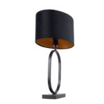 Moderne ovale tafellamp Verona met ovale velours kap – Black on gold 40 cm - Afbeelding 13