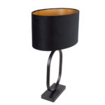 Moderne ovale tafellamp Verona met ovale velours kap – Black on gold 40 cm - Afbeelding 10
