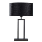 Moderne tafellamp Monza | kap ovaal krokodillen print zwart / goud 35 cm - Afbeelding 4