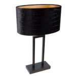 Moderne tafellamp Monza | kap ovaal krokodillen print zwart / goud 35 cm - Afbeelding 8