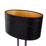 Moderne tafellamp Monza | kap ovaal krokodillen print zwart / goud 35 cm - Afbeelding 6