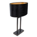 Moderne tafellamp Monza | kap ovaal krokodillen print zwart / goud 35 cm - Afbeelding 5