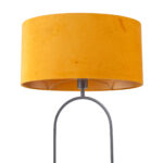 Moderne vloerlamp Verona zwart met ovale velvet kap – Oker on gold 50 cm - Afbeelding 5