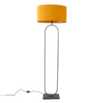 Moderne vloerlamp Verona zwart met ovale velvet kap – Oker on gold 50 cm - Afbeelding 8