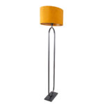 Moderne vloerlamp Verona zwart met ovale velvet kap – Oker on gold 50 cm