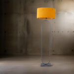 Moderne vloerlamp Verona zwart met ovale velvet kap – Oker on gold 50 cm - Afbeelding 2