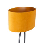 Moderne vloerlamp Verona zwart met ovale velvet kap – Oker on gold 50 cm - Afbeelding 11