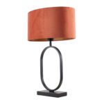 Moderne zwarte tafellamp Verona met ovale velours kap – Rusty on gold 40 cm - Afbeelding 14