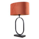 Moderne zwarte tafellamp Verona met ovale velours kap – Rusty on gold 40 cm - Afbeelding 11