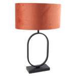 Moderne zwarte tafellamp Verona met ovale velours kap – Rusty on gold 40 cm - Afbeelding 10