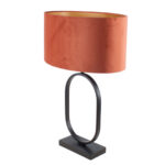 Moderne zwarte tafellamp Verona met ovale velours kap – Rusty on gold 40 cm - Afbeelding 6