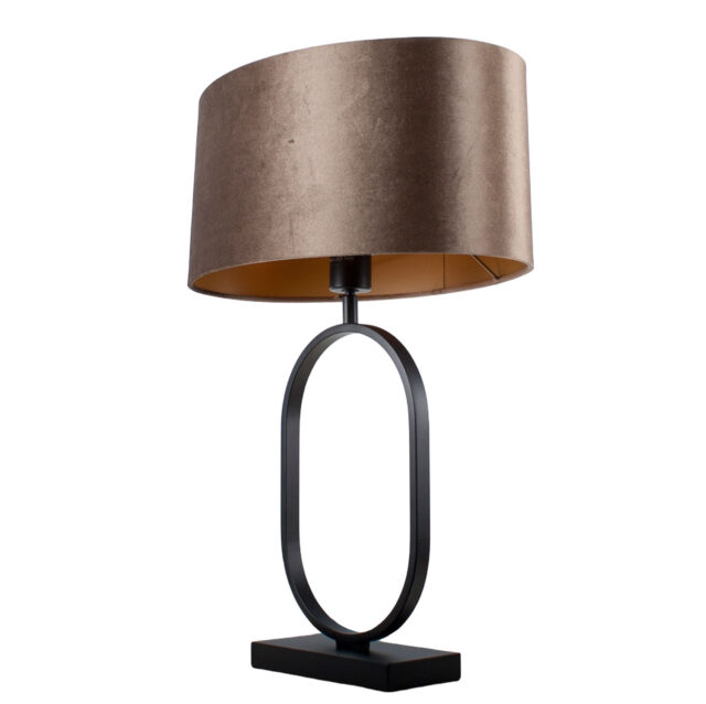 Ovale tafellamp Verona zwart met ovale velours kap – Earth on gold 40 cm - Afbeelding 11