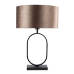 Ovale tafellamp Verona zwart met ovale velours kap – Earth on gold 40 cm