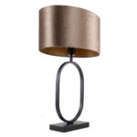 Ovale tafellamp Verona zwart met ovale velours kap – Earth on gold 40 cm - Afbeelding 14