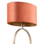 Ronde tafellamp brons Sienna met ovale velours kap – Rusty on gold 40 cm - Afbeelding 5