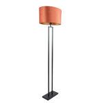 Staande lamp zwart Monza met ovale velours kap – Rusty on gold 45 cm