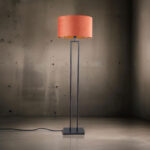 Staande lamp zwart Monza met ovale velours kap – Rusty on gold 45 cm - Afbeelding 2