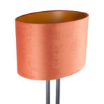 Staande lamp zwart Monza met ovale velours kap – Rusty on gold 45 cm - Afbeelding 11