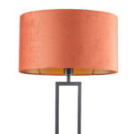 Staande lamp zwart Monza met ovale velours kap – Rusty on gold 45 cm - Afbeelding 5