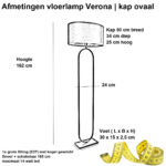 Staande lamp zwart Verona met ovale velours kap – Rusty on gold 50 cm - Afbeelding 3