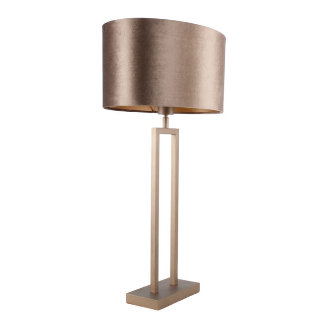 Stijlvolle bronzen tafellamp Monza met luxe ovale kap – design in aardetinten - Afbeelding 12