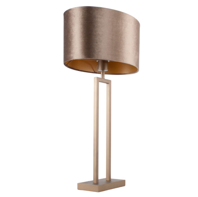 Stijlvolle bronzen tafellamp Monza met luxe ovale kap – design in aardetinten - Afbeelding 9
