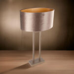 Stijlvolle bronzen tafellamp Monza met luxe ovale kap – design in aardetinten - Afbeelding 2