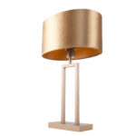 Stijlvolle bronzen tafellamp Monza | ovale kap coffee on gold 35 cm